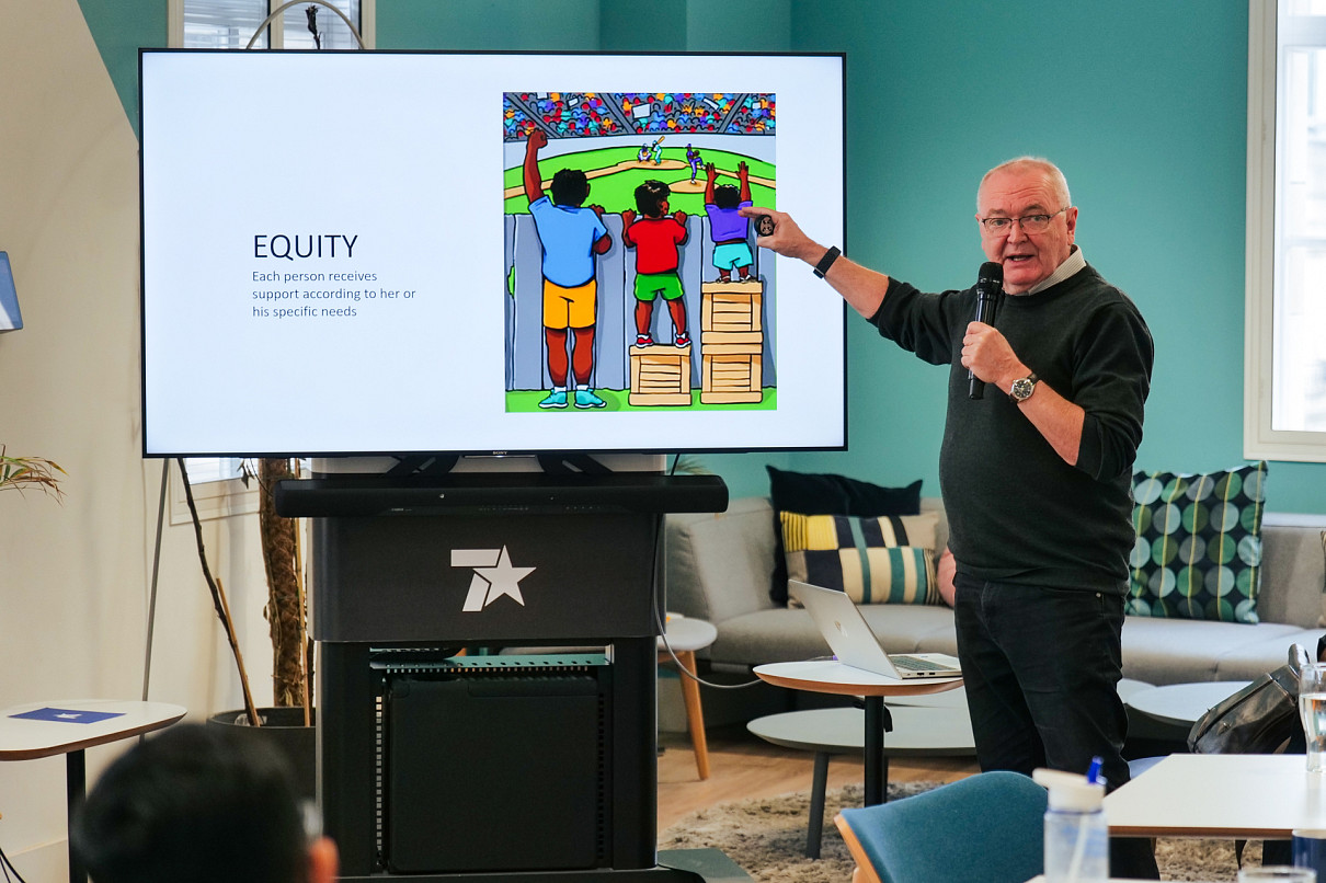 John Ayres OBE delivering a talk on a framework for inclusivion as part of our Inclusivity Week initiative.